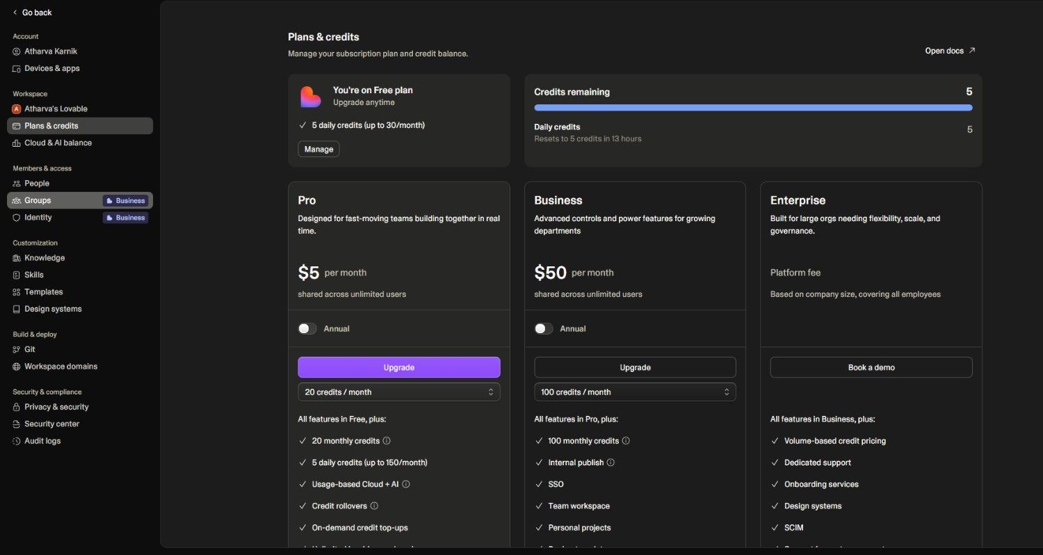 Select your plan (Pro or Business)