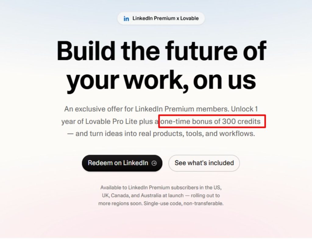 LinkedIn Premium X Lovable Offer